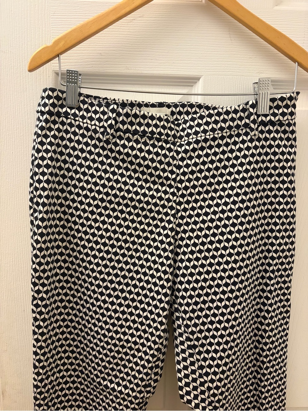 H&M Black and White Geometric Wide-Leg Trousers
